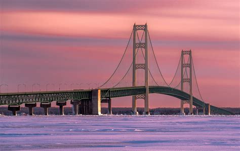 Mackinac Bridge Red Sky